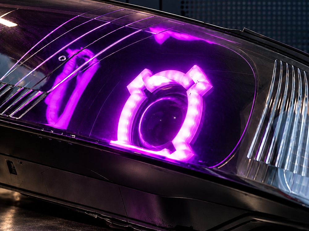 Dettaglio dell'angel eye RGB personalizzato della Skyline R33